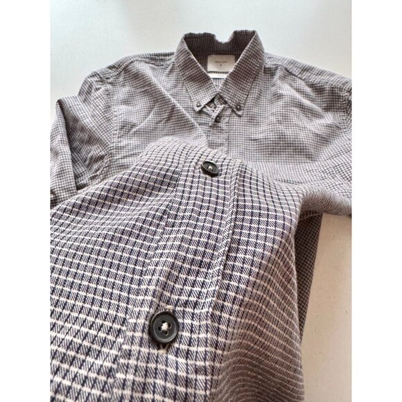 BILLY REID Kirby Standard Grey Check Cotton Flannel Button Down Shirt, Size M - Picture 10 of 14
